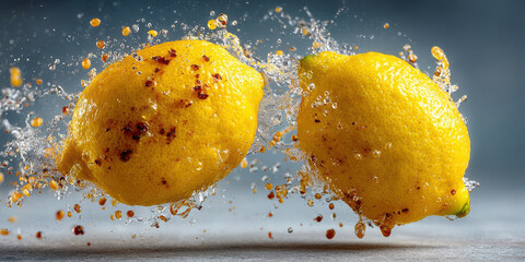 Two Lemons Colliding with a Splash