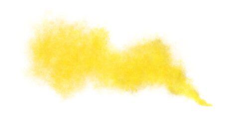 Vivid yellow smoke cloud on transparent background, ideal for graphic design, digital art, posters, or special effects projects. High-resolution isolated element. Ink cloud