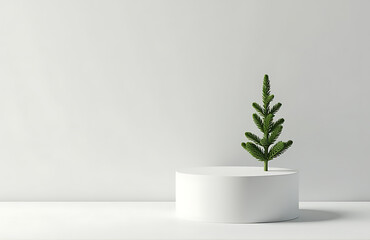 minimalist podium pale sky base tiny evergreen needle balanced