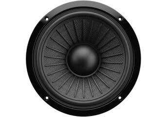 Close up of a single loudspeaker audio system isolated on transparent background
