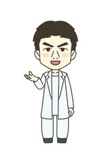医療従事者の人物　イラスト素材　医師　案内