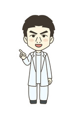 医療従事者の人物　イラスト素材　医師　指差し