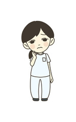 医療従事者の人物　イラスト素材　看護師　困る
