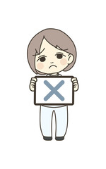 医療従事者の人物　イラスト素材　看護師　バツマーク