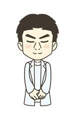 医療従事者の人物　イラスト素材　医師　お辞儀