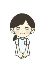 医療従事者の人物　イラスト素材　看護師　お辞儀