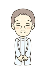 医療従事者の人物　イラスト素材　医師　お辞儀