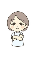 医療従事者の人物　イラスト素材　看護師　腕組み