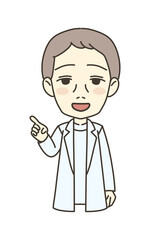 医療従事者の人物　イラスト素材　医師　指差し