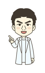 医療従事者の人物　イラスト素材　医師　指差し