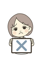 医療従事者の人物　イラスト素材　看護師　バツマーク