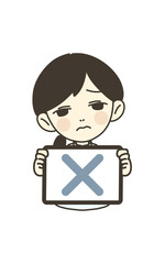 医療従事者の人物　イラスト素材　看護師　バツマーク