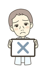 医療従事者の人物　イラスト素材　医師　バツマーク