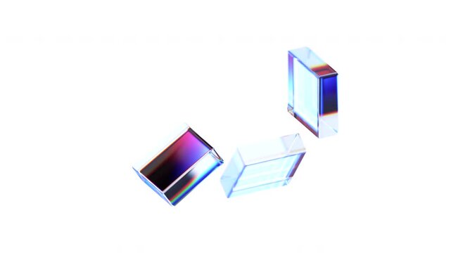 Abstract geometric animation, glass cube, 4k looping video, 3d render