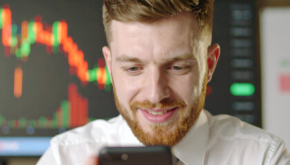 Manager Engaged in Digital Transformation Using Smartphone at Desk