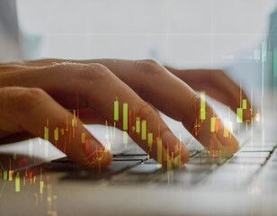 Digital Marketing Strategy Concept with Hands on Keyboard and Data
