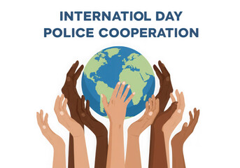International day of police cooperation with diverse hands holding earth