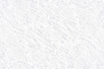 White water with ripples on the surface. Defocus blurred transparent white colored clear calm water surface texture with splashes and bubbles. Water waves with shining pattern texture background.