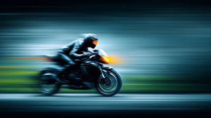 Motocyklista na sportowym motocyklu w ruchu – szybkość i adrenalina