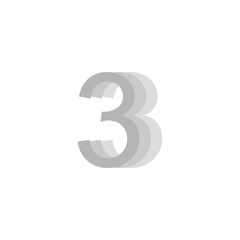 Number 3 speed, double geometric symbol simple logo vector