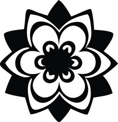 Abstract floral design black and white geometric pattern symbolism nature inspired art decorative motif symmetry elegant ornament natural beauty © GlobalVector Design