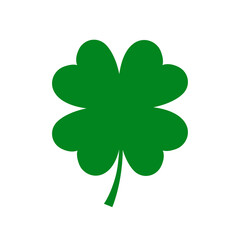 Vector green four clover leaf symbol or icon - st patrick's day, lucky clover on white background