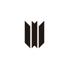 Letter W ribbon, knifes geometric symbol simple logo vector