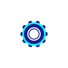 Obraz premium Technology, gear, modern geometric symbol simple logo vector