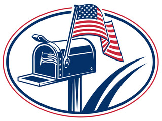 Cute, stylized illustration of a mail box. A simple, hand-drawn vector graphic of a mail box, perfect for branding, logos, or social media posts.