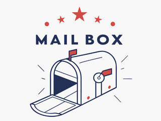 Cute, stylized illustration of a mail box. A simple, hand-drawn vector graphic of a mail box, perfect for branding, logos, or social media posts.