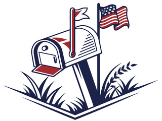 Cute, stylized illustration of a mail box. A simple, hand-drawn vector graphic of a mail box, perfect for branding, logos, or social media posts.