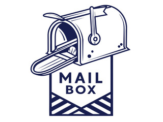 Cute, stylized illustration of a mail box. A simple, hand-drawn vector graphic of a mail box, perfect for branding, logos, or social media posts.