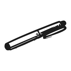 Monochrome silhouette of felt-tip pen with cap in minimal vector style, vector