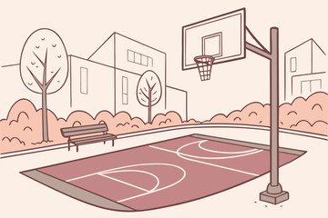 Illustration of a basketball court