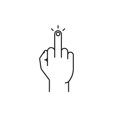Obraz premium Outlined Hand Giving Middle Finger with Ring and Rays.