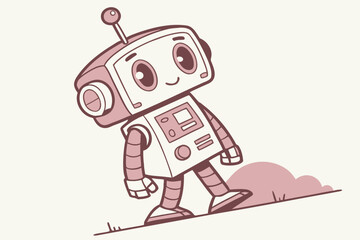 Cute cartoon robot character illustration on a light background