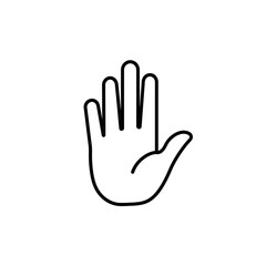 Obraz premium Simple Line Art Illustration of a Human Hand in Stop Gesture.