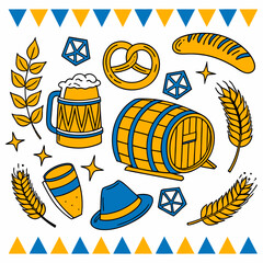 Colorful Vintage Oktoberfest Vector Collection  Festival Scenes & Elements.eps