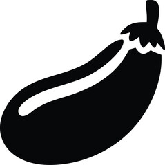 Simple stylized eggplant icon silhouette a single dark purple aubergine vegetable symbol for healthy eating and cooking designs