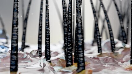 Treatment against Dandruff, Serum nourish, Dermatitis occur, oily hair care. Anti-dandruff, shampoo removes dandruff on hair and scalp, restoring damaged hair and skin, beauty concept, 3d render