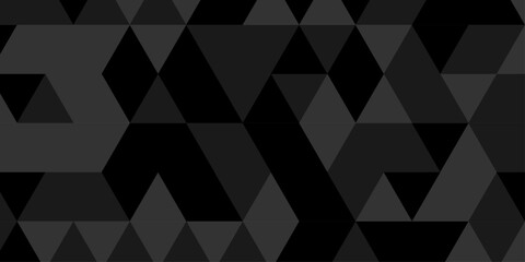 seamless abstract black and gray low polygon texture triangle pattern background. empty web wallpaper triangle mosaic vector template diamond square line web design.