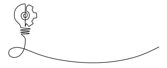 continuous line art of a lamp combined with gears. concept of getting good and brilliant ideas © mamat