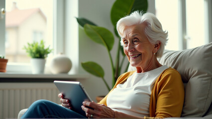 Obraz premium Grandparent Connecting with Family Digitally