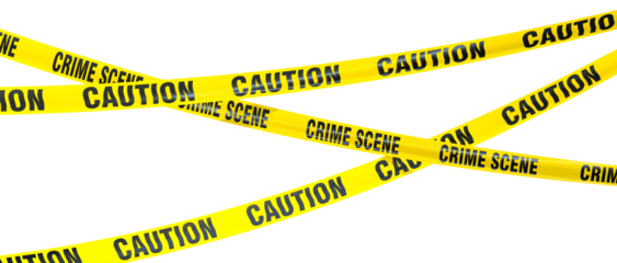 Yellow caution crime scene tapes 3d transparent background