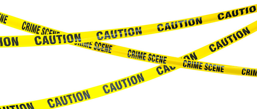Yellow caution crime scene tapes 3d transparent background