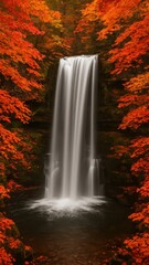 Fototapeta premium Serene autumn waterfall scene