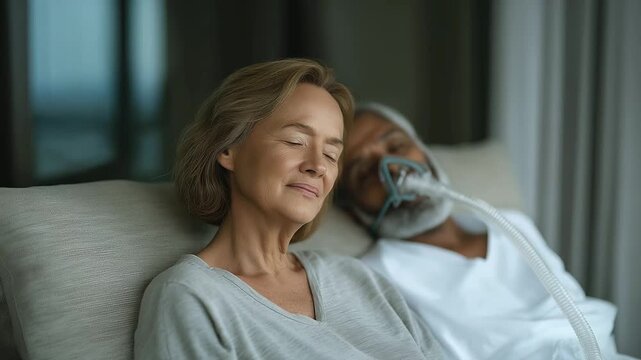 Doctor adjusting oxygen flow for patient during overnight care