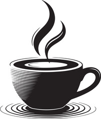 Coffee day vector art of a black silhouette of a steaming coffee cup isolated