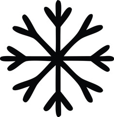 Simple black snowflake icon graphic for winter theme and cold weather designs snowflake symbol