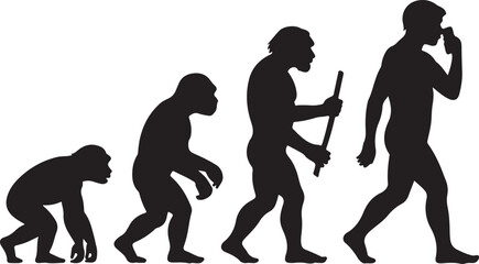 Theory of evolution of man silhouette